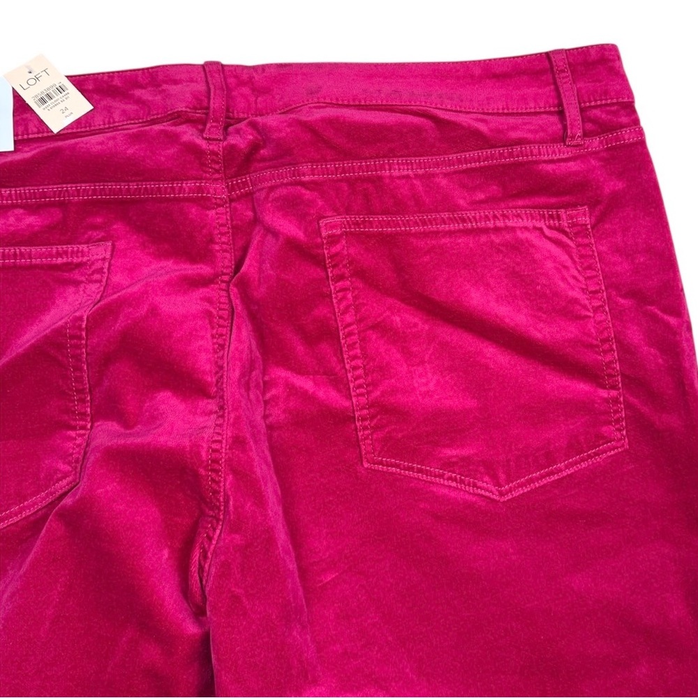 LOFT Plus Magenta Pink Midrise Velvet Skinny Pants Plus Size 24 NWT - Picture 11 of 16